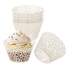Formine per cupcake in carta, 50 pezzi, stampi da forno, decorazione vite standard, beige