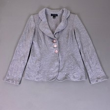 St. John Jacket Blazer Size 6 Gray Knit 3-Button Made in USA Professional