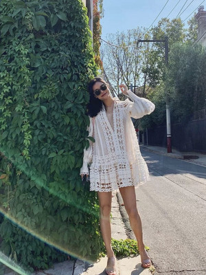 zimmermann lace smock dress NWOT $2950 Zimmermann Moncur Studded Smock Lace Broderie Anglaise Mini Dress  AU0