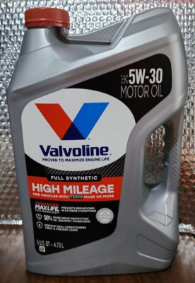 VALVOLINE HIGH MILEAGE 5W-30 MAX-LIFE FULL SYNTHETIC ~ 5 US QT.