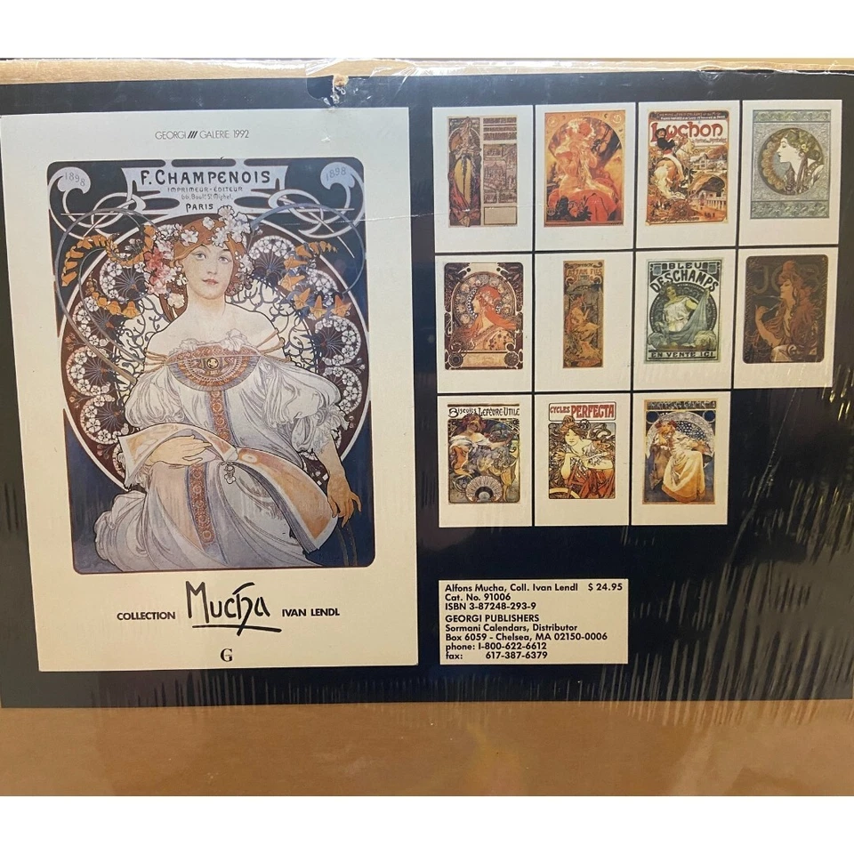 Alfonse Mucha Selado Vintage 1992 Coleção Ivan Lendl 12 Estampas Leitura Grande - Imagem 2 de 4
