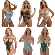 Women's Sexy Lingerie Bodysuit Lace Nightgown Cup Off Babydoll Teddy Underwear