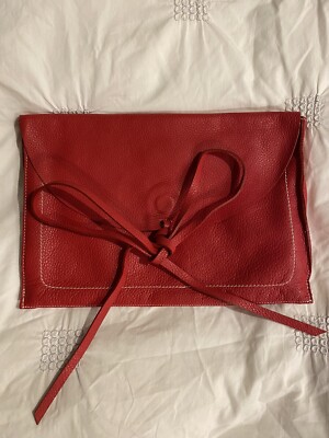 Red Clutch Handbag Zara 100% Leather-Brand New