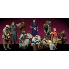 1/35 Scale Resin Figures Model Kit Civilian refugees Set Unpainted Unassambled