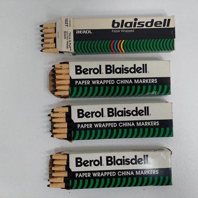Berol Blaisdell China Markers Grease Pencils Black 173T 152T 4 Boxes/48 Pcs NOS