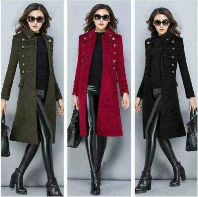 Women's Wool Blend High Neck Coat | Double Breasted Oversized Overcoat, Elegant Winter Jacket-935018