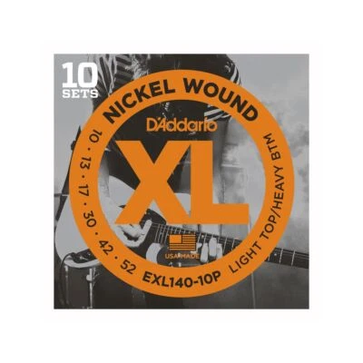D'Addario EXL140-10P Cordes pour Guitare Électrique, De Nickel Guipé , Clair Top - Photo 1/2