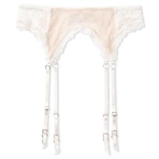 VICTORIA'S SECRET DREAM ANGELS BRIDAL GARTER BELT XS/S COCONUT WHITE NEW Cl
