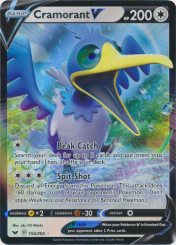 Cramorant V - 155/202 Ultra Rare Sword & Shield Base Set NM Pokemon TCG
