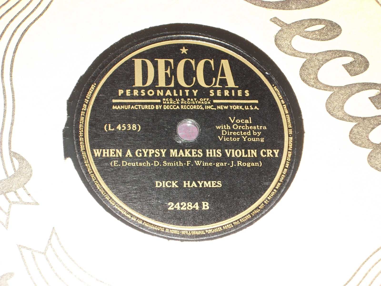 DICK HAYMES-At The Candlelight Cafe (1948) DECCA 10" Shellac Single