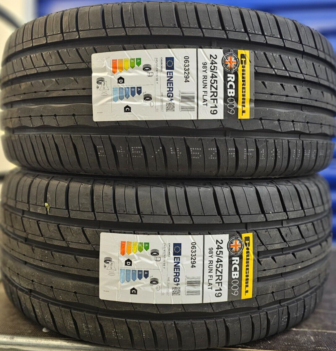 2X NEW CHURCHILL/ROADX 245/45 ZRFT19 XL 98Y RUNFLAT RFT TYRES 245