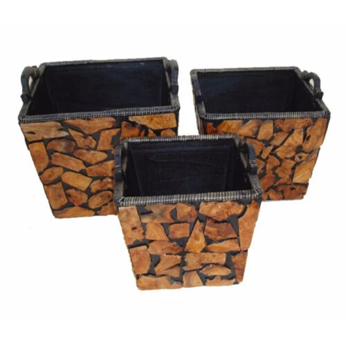 Benzara Brown Plant Baskets, Pots, Window Bowls