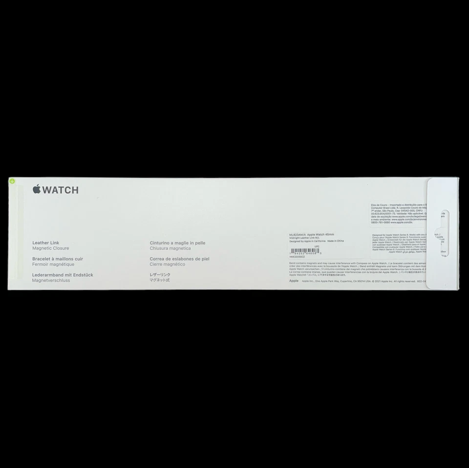 Apple iWatch 42mm 44mm 45mm 4 5 6 7 8 9 Ultra SE Leather Link Band Midnight M/L - Image 3 of 4