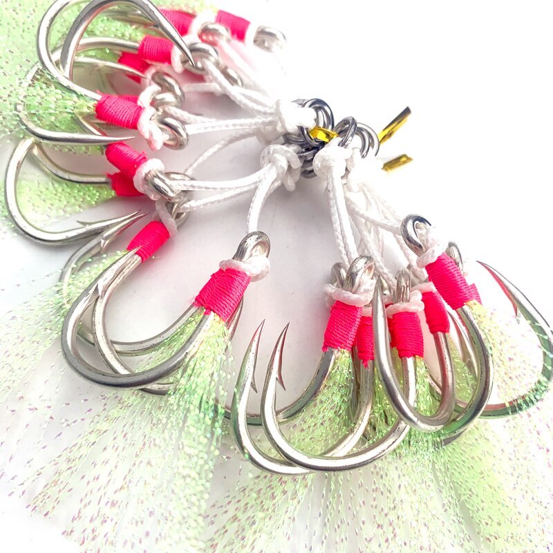 double hooks for pike fishing 10 Pairs Double Assist Hook Metal Jig Slow Jigging Sea Fishing Hooks Big  Game