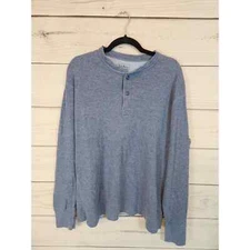 L.L. Bean Men's Gray Blue Solid Long Sleeve Half Button Henley Top Size L