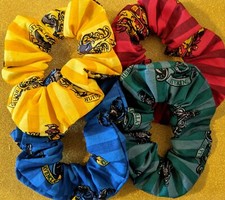 Image of Harry Potter *4 Pc* Scrunchies Gryffindor Ravenclaw Hufflepuff Slytherin *NEW*