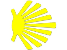3 inch Yellow Vinyl Shell Shaped Camino De Santiago Sticker (pilgrim walk way)