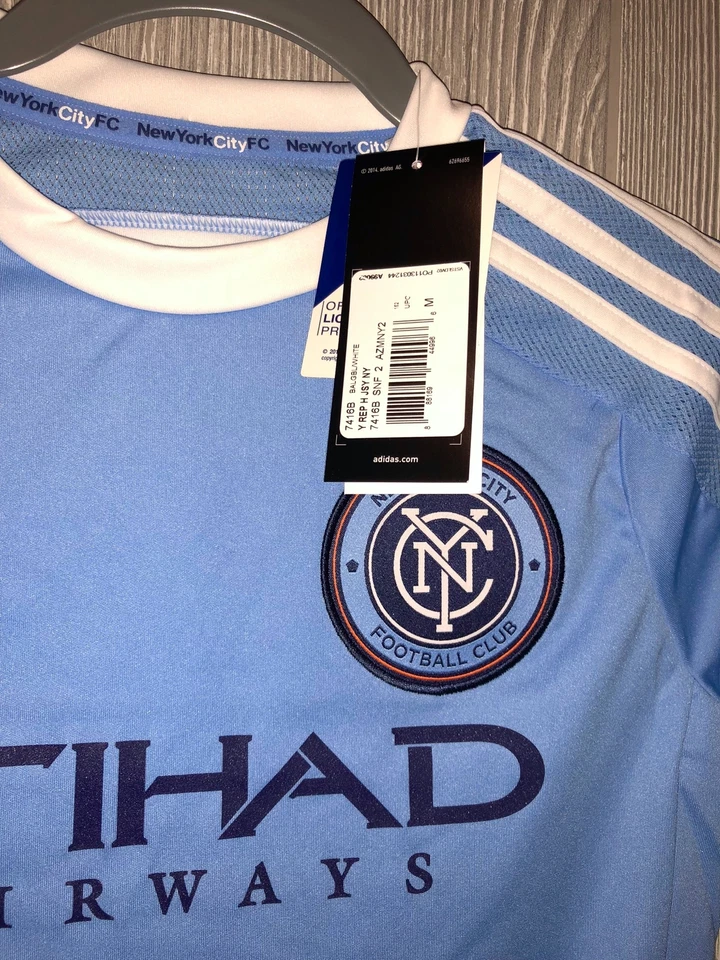ADIDAS MLS New York City FC Blue S/S Home Soccer Jersey NEW Youth Boys Girls L - Image 3 of 3