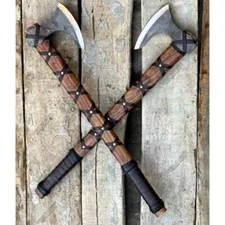 Custom Handmade Carbon Steel Blade 2 Axes Of Ragnar Viking Axe Hunting Axe