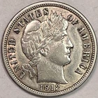 1912 Barber Silver Dime Almost Uncirculated AU Coin, Polishing #15866