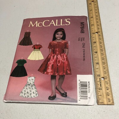 McCalls M7648 Girls 3-6 Holiday Dress Christmas Easter Uncut Sewing Pattern 2017