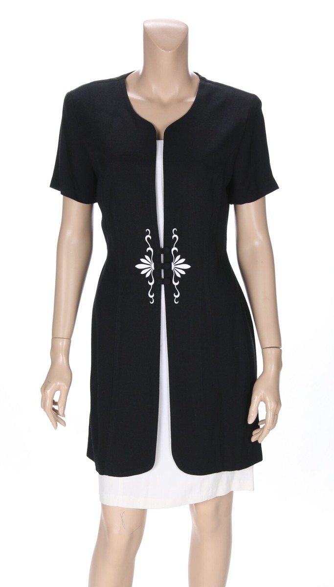 black and white church dresses Dawn Joy Fashions Vintage 80s & Secretary Dress sz 6 Waist 25 Pregnant Open-Back Short Black Sequin Size:Custom Size Free