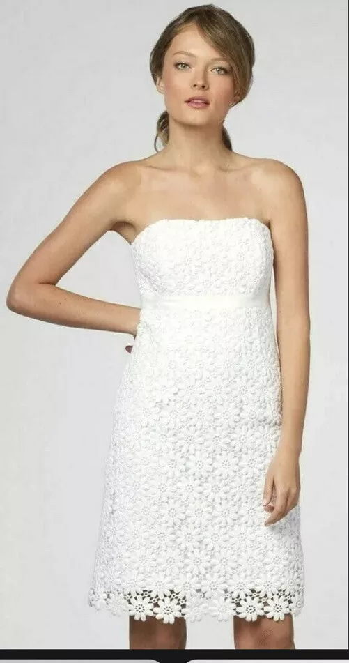 Lilly Pulitzer Shift Dress sz 4 Bowen White Vintage Floral Eyelet Lace  Strapless | eBay