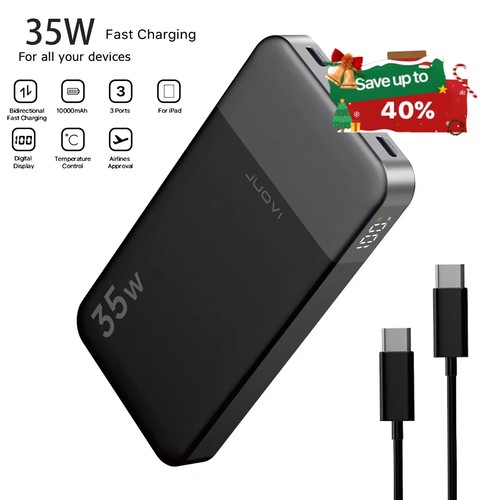 Portable Power Bank 10000mAh 35W PD Fast Charging Battery Backup For Cell Phone