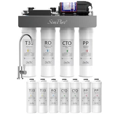 SimPure WP-400GPD Tankless Reverse Osmosis Water Filter System+1 Year Filters