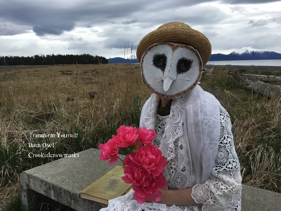 Máscara de búho de granero - Máscara de Halloween para adultos - Máscara de utilería Cosplay Mascarada Foto 3 de 4