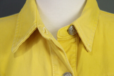 【訳あり新品タグ付き】GANNI デニムジャケット イエロー コットン100% GANNI Yellow Denim Button Long Lightweight Coat Jacket Size 38 | eBay