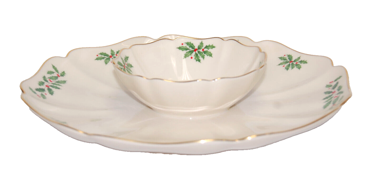Lenox Holiday Dimension 1-Piece Holly Berries Gourmet Chip & Dip