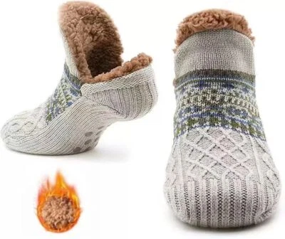 MARKENLOS Warme Anti-Rutsch Winter-Socken für Männer und Frauen: Hausschuhe & Yogasocken