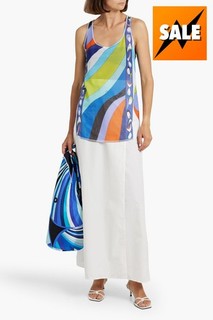 RRP€359 EMILIO PUCCI Wrap Maxi Skirt IT38 US2 UK6 XS White Logo Made in Italy