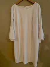 Calvin Klein White Dress 3/4 Bell Sleeve with Lace Detail