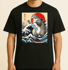 Catzilla Cat Japanese Art Funny Cat Gifts For Men Women T-Shirt