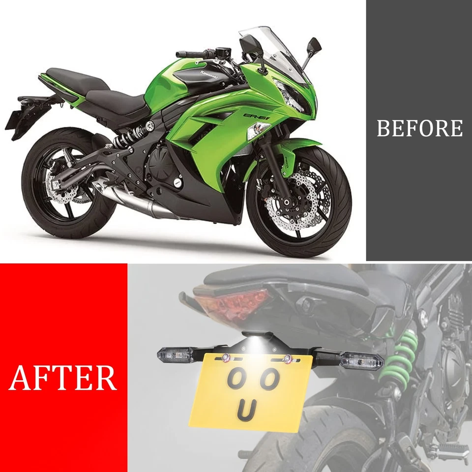 Para KAWASAKI ER6F ER6N NINJA 650 Eliminador de guardabarros cola ordenado LED intermitente Foto 2 de 4