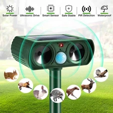 2 Pack Solar Ultrasonic Animal Repellent Dog Cat Skunk Deer Raccoon For Garden&&