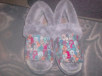 Skechers Bobs Slip On Open Toe Slippers Size 8.5 Too Cozy Pooch Parade Dogs