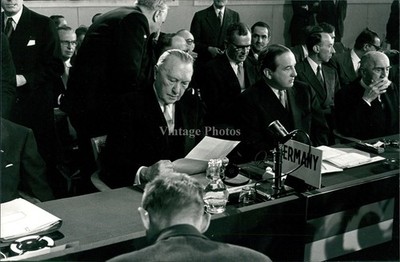 1955 Germany Chancellor Konrad Adenauer Council Meeting Photo 7x9