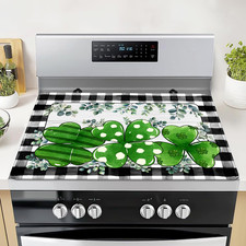 St Patrick'S Day Stove Top Cover Lucky Clover Gas Stove Top Cover for Home Decor