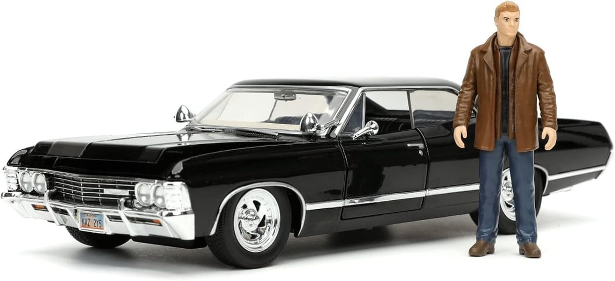 1967 CHEVROLET IMPALA SS SUPERNATURAL SS SEDAN BLACK & FIGURINE 1