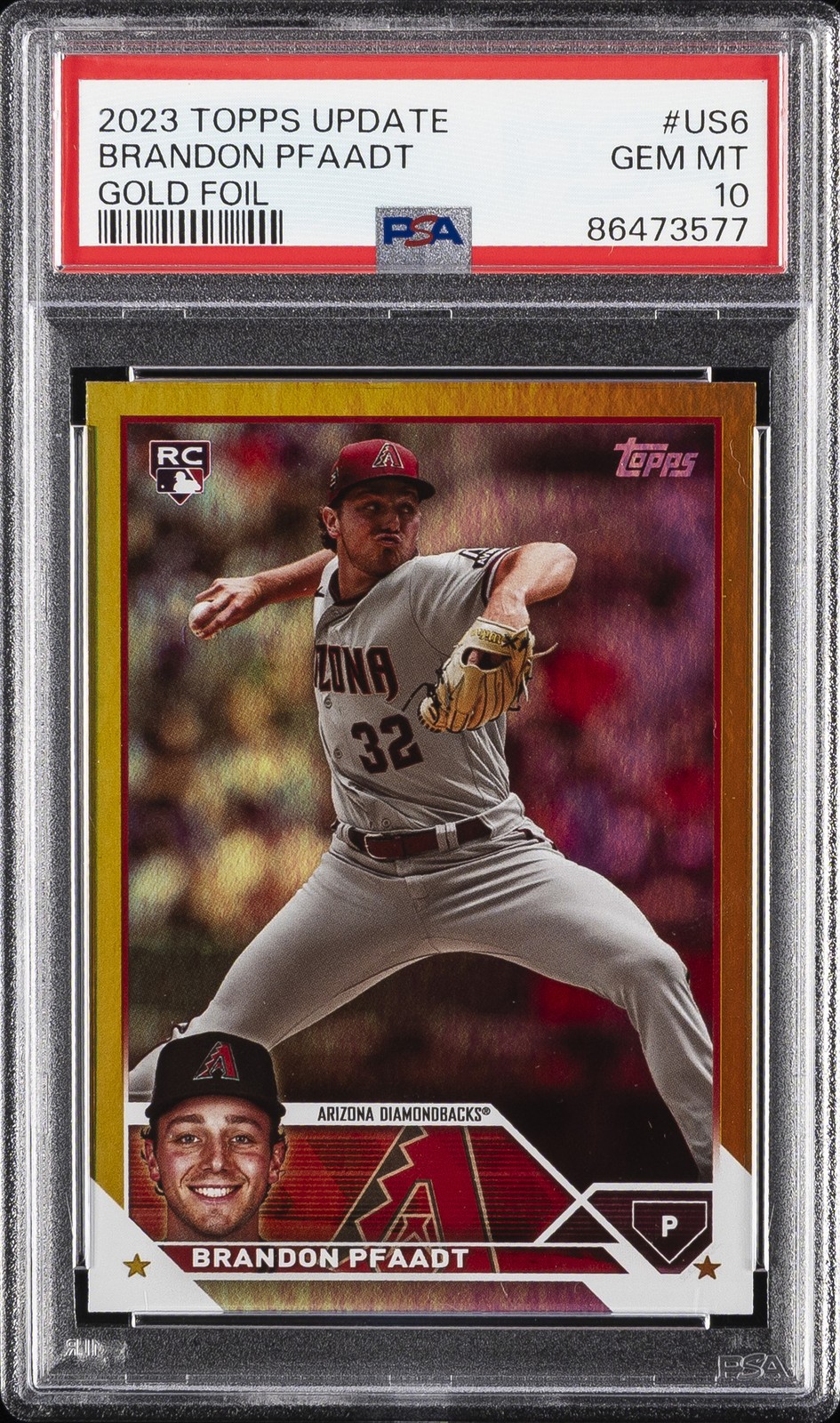 2023 TOPPS UPDATE GOLD FOIL #US6 BRANDON PFAADT ROOKIE RC PSA 10