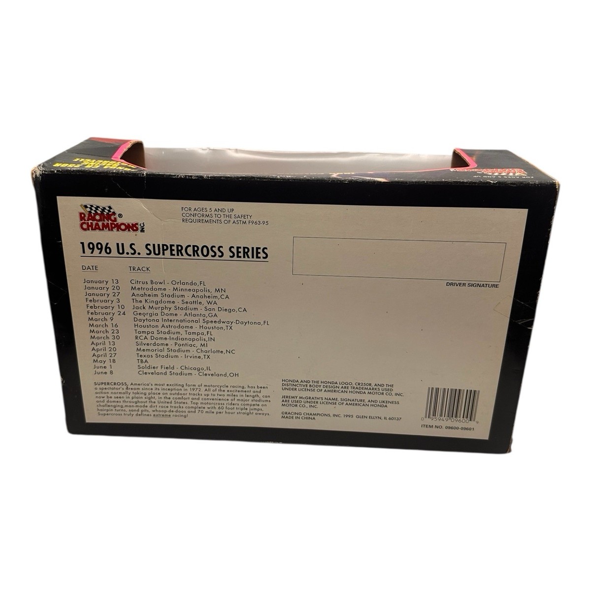 Vintage '95 Jeremy McGrath 1/9 Scale Honda Racing Die Cast