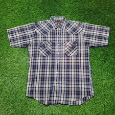 Vintage Y2K Rockabilly Western Shirt Men Medium Relax Fit Pearl Snap Plaid Check