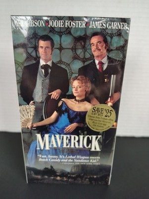 Maverick (VHS, 1994) Mel Gibson, Jodie Foster, James Garner - Factory Sealed