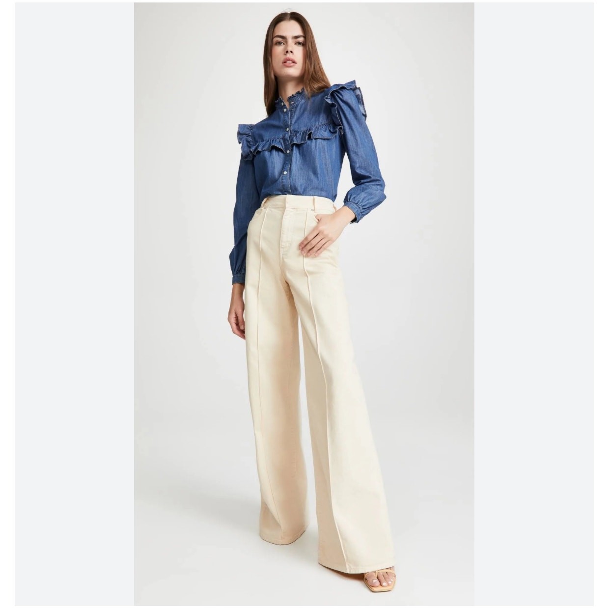 Veronica Beard Tes Chambray Button Down Top Denim… - image 3