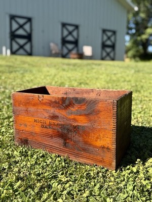 Antique Trojan Powder Explosives Wood Box, Dovetail Edge Dynamite Case