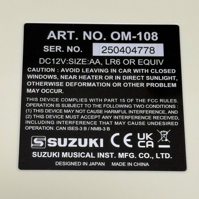SUZUKI OM-108 Omnichord Electronic Auto Harp Synthesizer musical