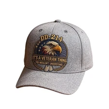 Veteran Pride DD-214 Military Baseball Cap, Olive Green with Eagle Printed Hat